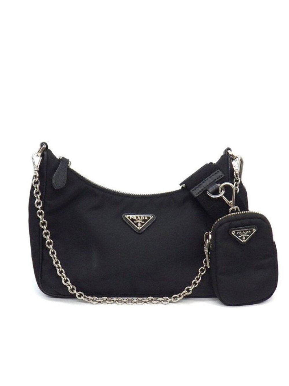 Prada Shoulder Bag Re Edition Re-Nylon Saffiano Leather Silver